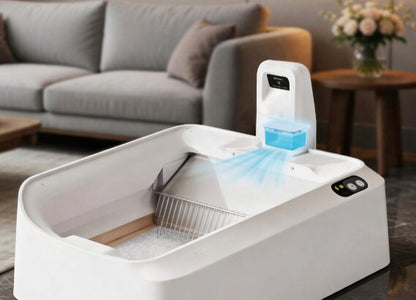 Purobot Crystal Duo | Automatic Cat Litter Box with AI Health Monitoring | Open-Top Design for Comfort