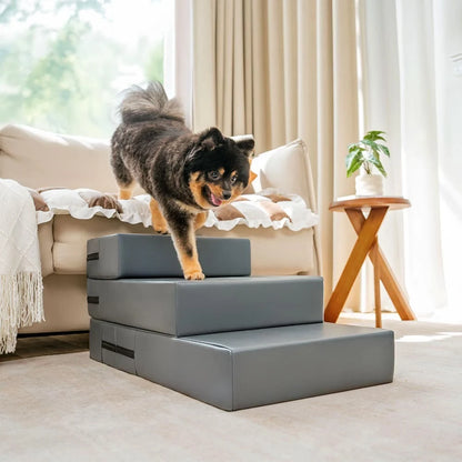 Versatile Pet Stairs | Waterproof PU Leather with Adjustable Height | Multi-Level Design for Easy Access 10