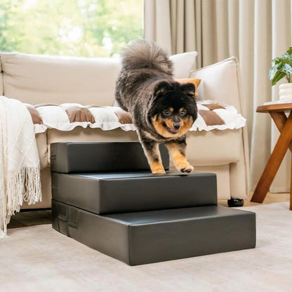 Versatile Pet Stairs | Waterproof PU Leather with Adjustable Height | Multi-Level Design for Easy Access 12