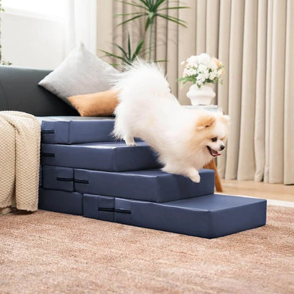 Versatile Pet Stairs | Waterproof PU Leather with Adjustable Height | Multi-Level Design for Easy Access 6