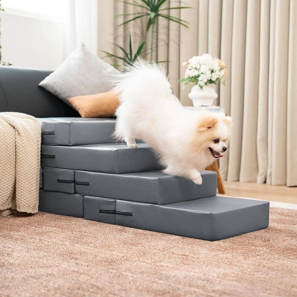 Versatile Pet Stairs | Waterproof PU Leather with Adjustable Height | Multi-Level Design for Easy Access 7