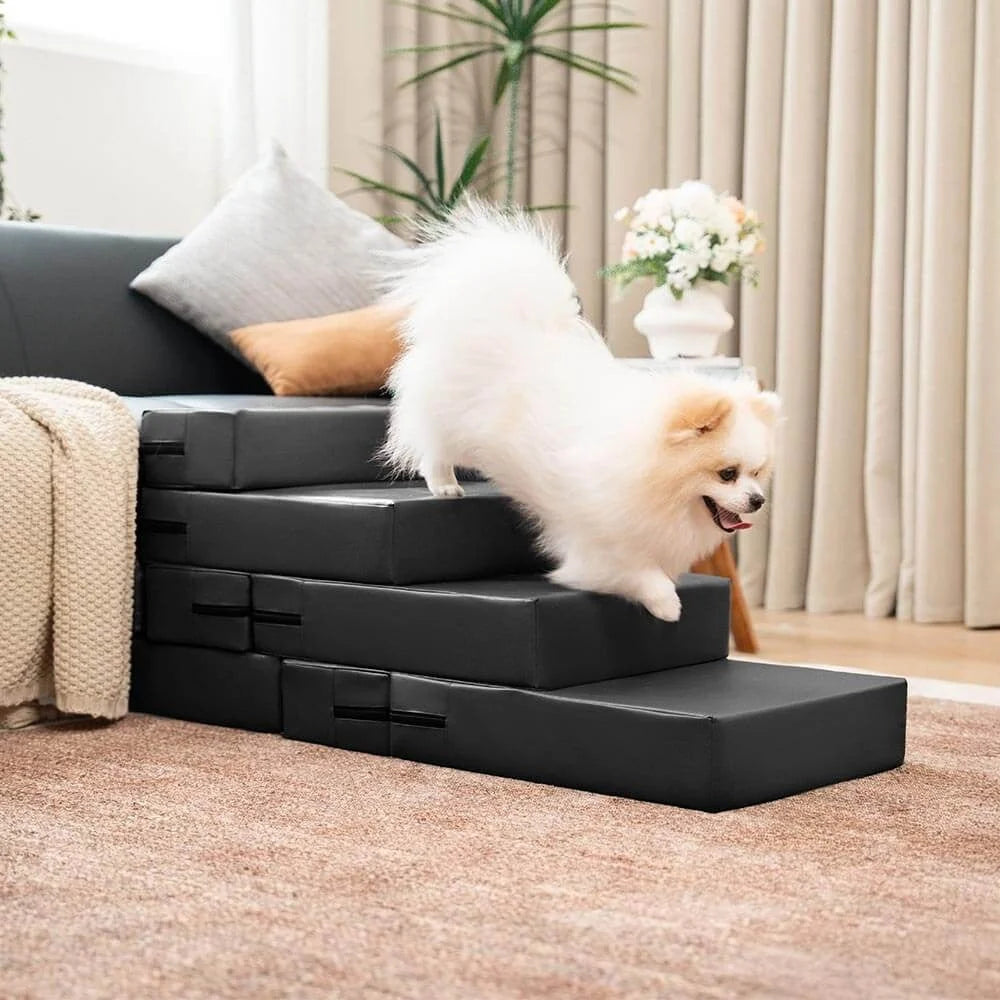 Versatile Pet Stairs | Waterproof PU Leather with Adjustable Height | Multi-Level Design for Easy Access 8