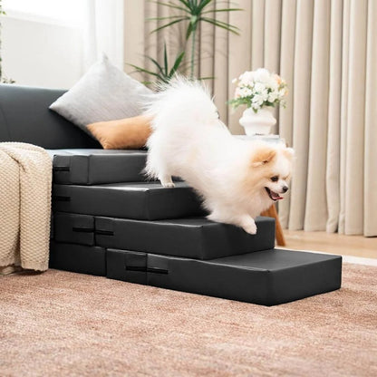 Versatile Pet Stairs | Waterproof PU Leather with Adjustable Height | Multi-Level Design for Easy Access 8