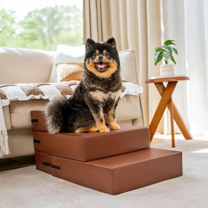 Versatile Pet Stairs | Waterproof PU Leather with Adjustable Height | Multi-Level Design for Easy Access 9