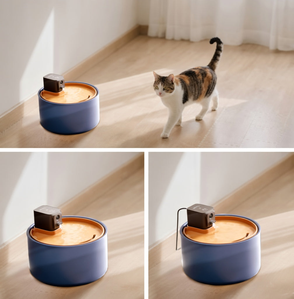 Ceramic Cat Water Fountain with 3.5L Capacity & Rechargeable Battery | Clean Hydration for Healthy Pets