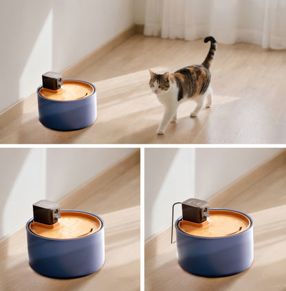Ceramic Cat Water Fountain with 3.5L Capacity & Rechargeable Battery | Clean Hydration for Healthy Pets