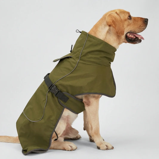 Windproof Dog Coat with Built-in Harness & Water-Repellent Fabric for Winter Warmth 0