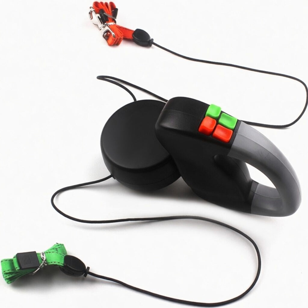 Retractable Dog Leash | Double Nylon Leash with Reflective Lines | Ergonomic Handle for Comfortable Walks