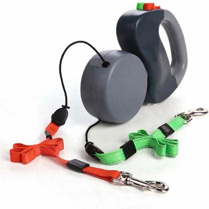 Retractable Dog Leash | Double Nylon Leash with Reflective Lines | Ergonomic Handle for Comfortable Walks