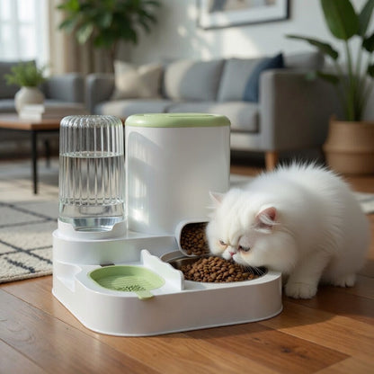 Pet Haven | Automatic Cat Feeder & Food Dispenser with Stainless Steel Design | Convenient 2-in-1 Feeding Station for Hydration and Nutrition