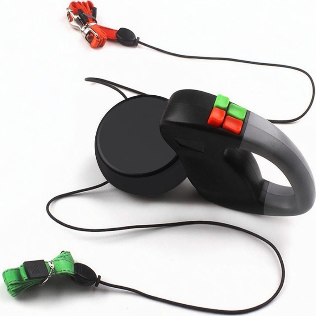 Retractable Dog Leash | Double Nylon Leash with Reflective Lines | Ergonomic Handle for Comfortable Walks