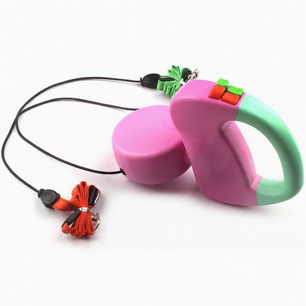 Retractable Dog Leash | Double Nylon Leash with Reflective Lines | Ergonomic Handle for Comfortable Walks