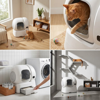 Pawswins Premium Self-Cleaning Litter Box with Automatic Replenish