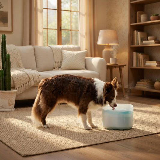 Tail-wagged dog water fountain with filtered system showing a sleek pet fountain encouraging hydration for healthy pets.