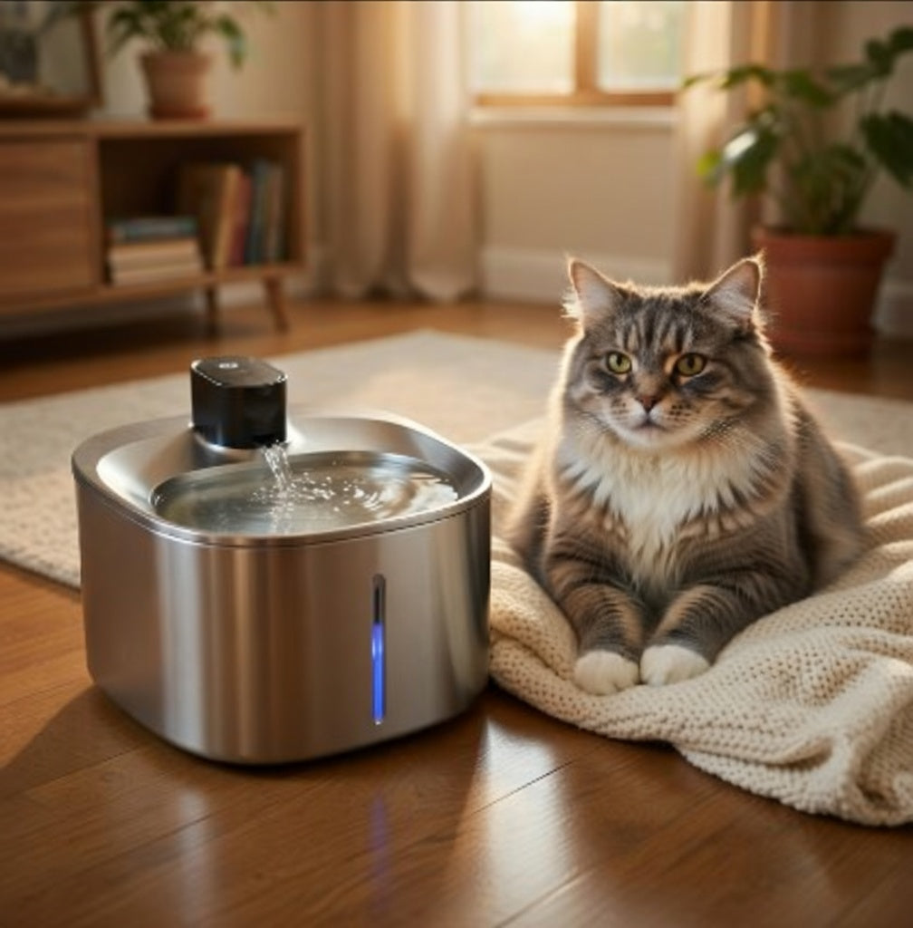 Stainless Steel Cat Water Fountain with 4.0L Capacity | Durable Design for Healthy Hydration