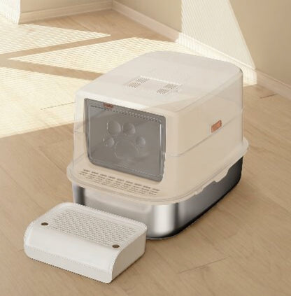 S01 Collection | Cat Litter Box with Enclosed Stainless Steel Design | Easy Clean for Enhanced Pet Hygiene