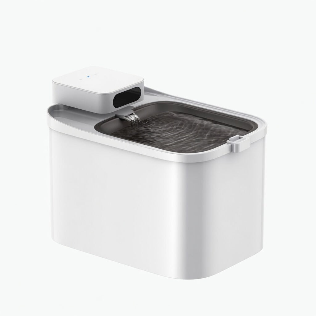 Tail-wagged Pet Hydration Max cordless UVC cat water fountain with app monitoring and hygienic design for clean drinking water.
