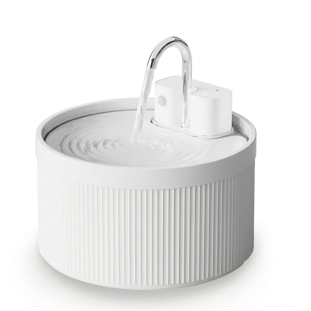 Ceramic Cat Water Fountain with Customizable Flow & 3-Layer Filtration - Hygienic Cat Drinking Solution