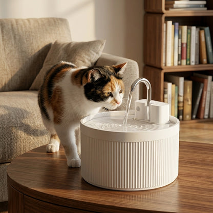 Ceramic Cat Water Fountain with Customizable Flow & 3-Layer Filtration - Hygienic Cat Drinking Solution
