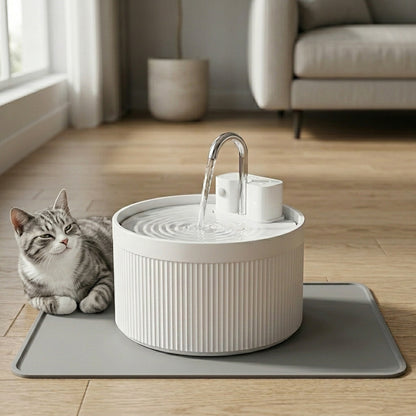 Ceramic Cat Water Fountain with Customizable Flow & 3-Layer Filtration - Hygienic Cat Drinking Solution