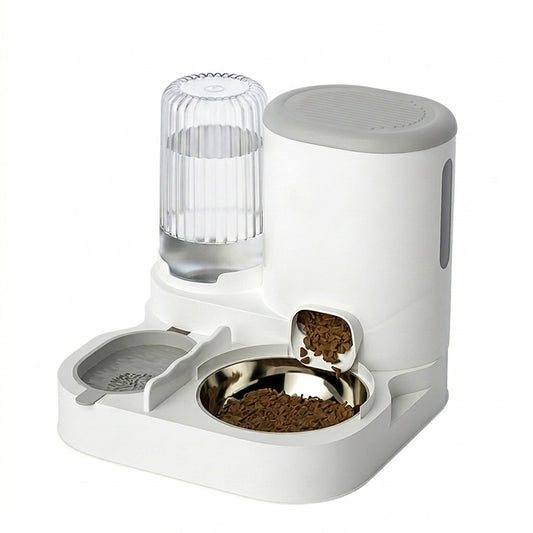 Pet Haven | Automatic Cat Feeder & Food Dispenser with Stainless Steel Design | Convenient 2-in-1 Feeding Station for Hydration and Nutrition