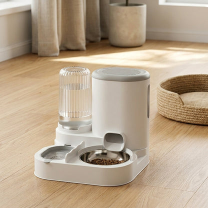 Pet Haven | Automatic Cat Feeder & Food Dispenser with Stainless Steel Design | Convenient 2-in-1 Feeding Station for Hydration and Nutrition