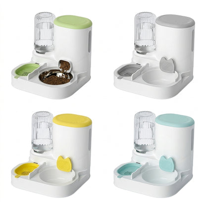 Pet Haven | Automatic Cat Feeder & Food Dispenser with Stainless Steel Design | Convenient 2-in-1 Feeding Station for Hydration and Nutrition