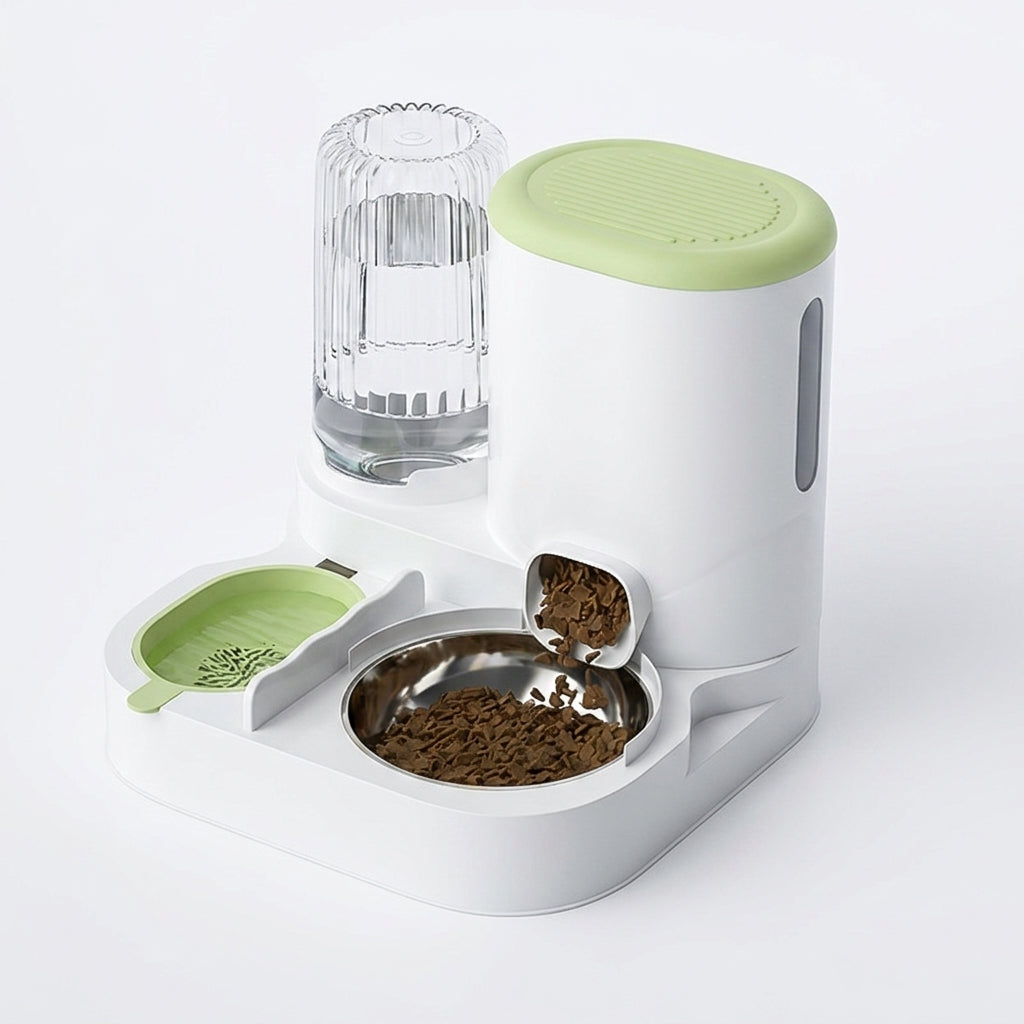 Pet Haven | Automatic Cat Feeder & Food Dispenser with Stainless Steel Design | Convenient 2-in-1 Feeding Station for Hydration and Nutrition