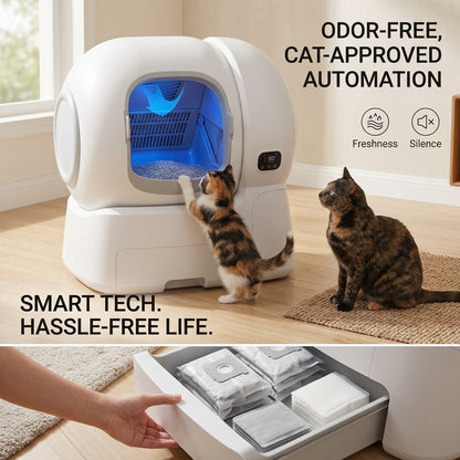 Pawswins Premium Self-Cleaning Litter Box with Automatic Replenish