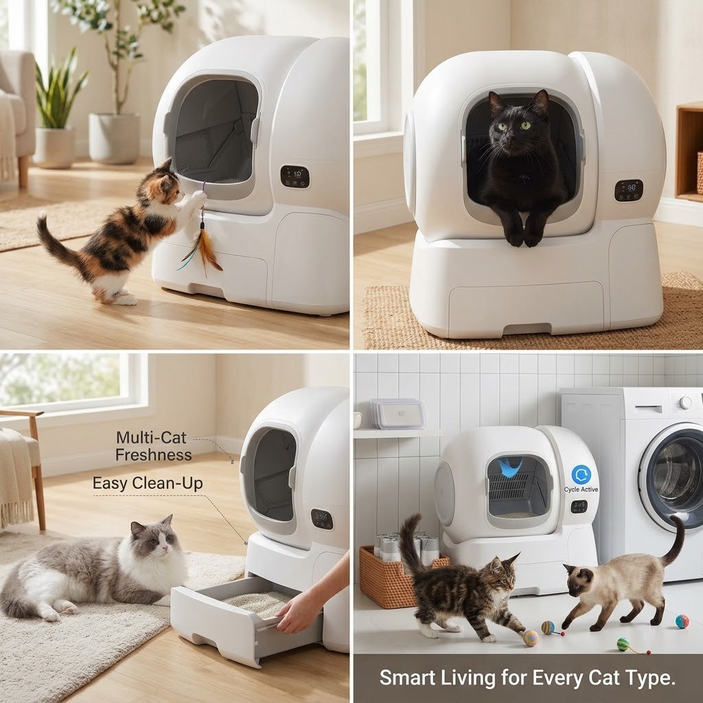 Pawswins Premium Self-Cleaning Litter Box with Automatic Replenish