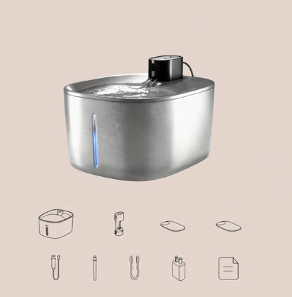 Stainless Steel Cat Water Fountain with 4.0L Capacity | Durable Design for Healthy Hydration