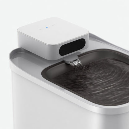 Cordless UVC pet water fountain by tail-wagged with app monitoring, featuring hygienic design for clean drinking water for cats.